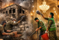 جهادگران پای کار بازسازی و غبارروبی مساجد آسیب‌دیده سمنان