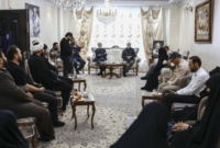 دیدار حدادعادل با خانواده شهیدان خاجی و صاحبدل از همراهان رهبر شهید